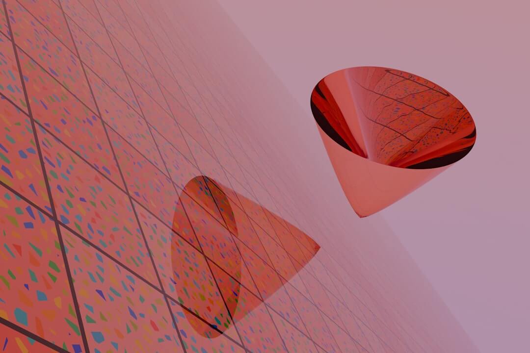 A computer generated image of a red object