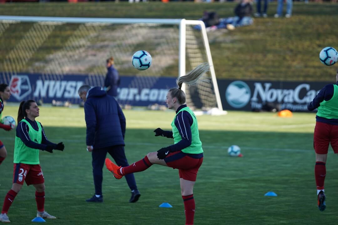 women playing soccer
