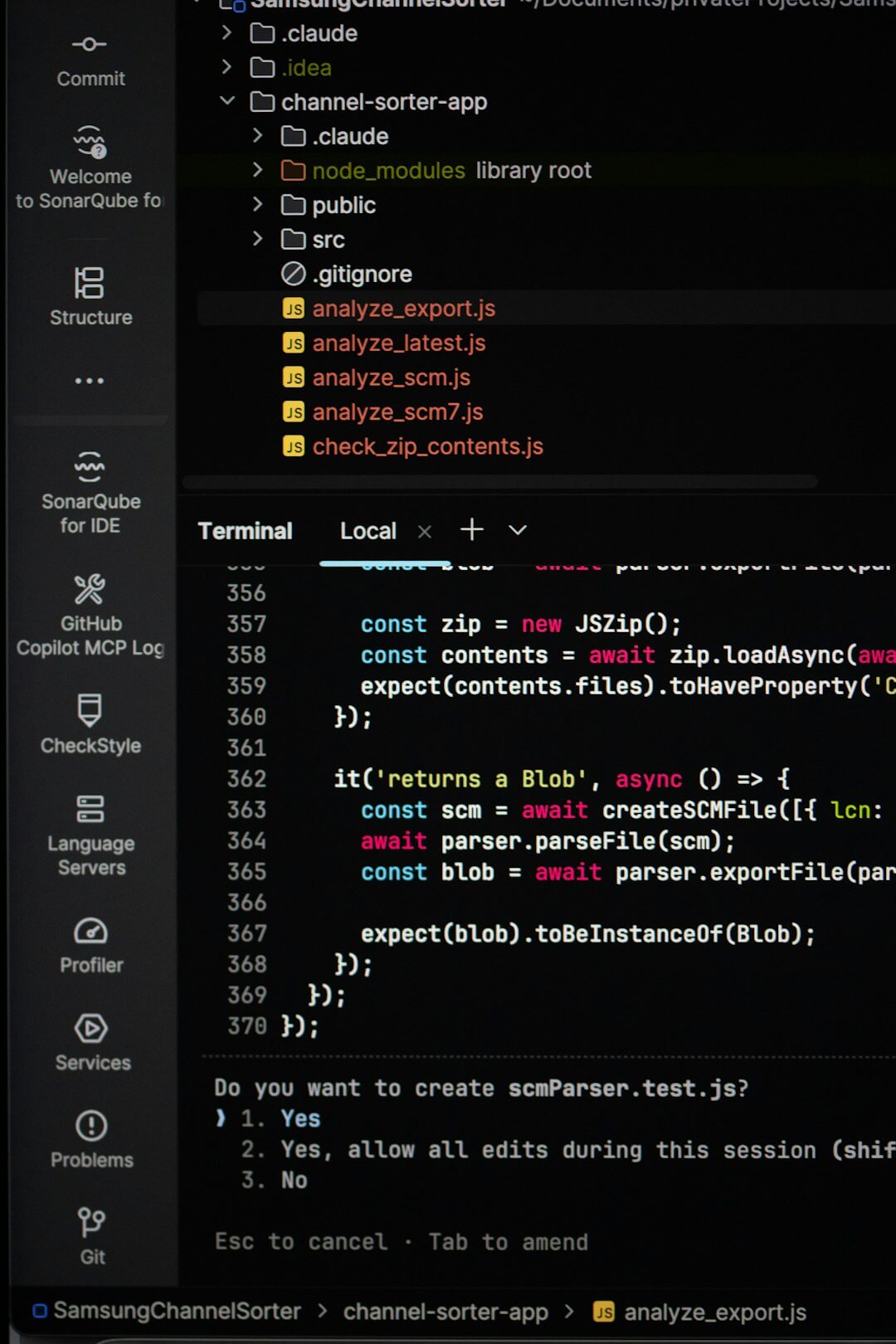 Computer code displayed on a dark screen