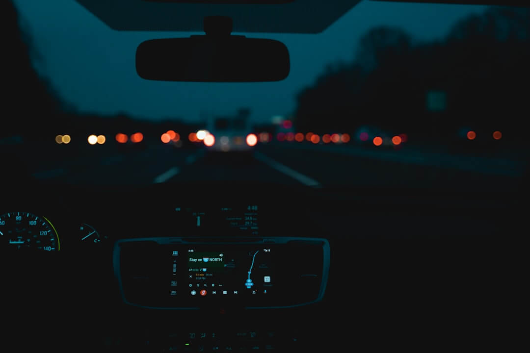 car on road during night time