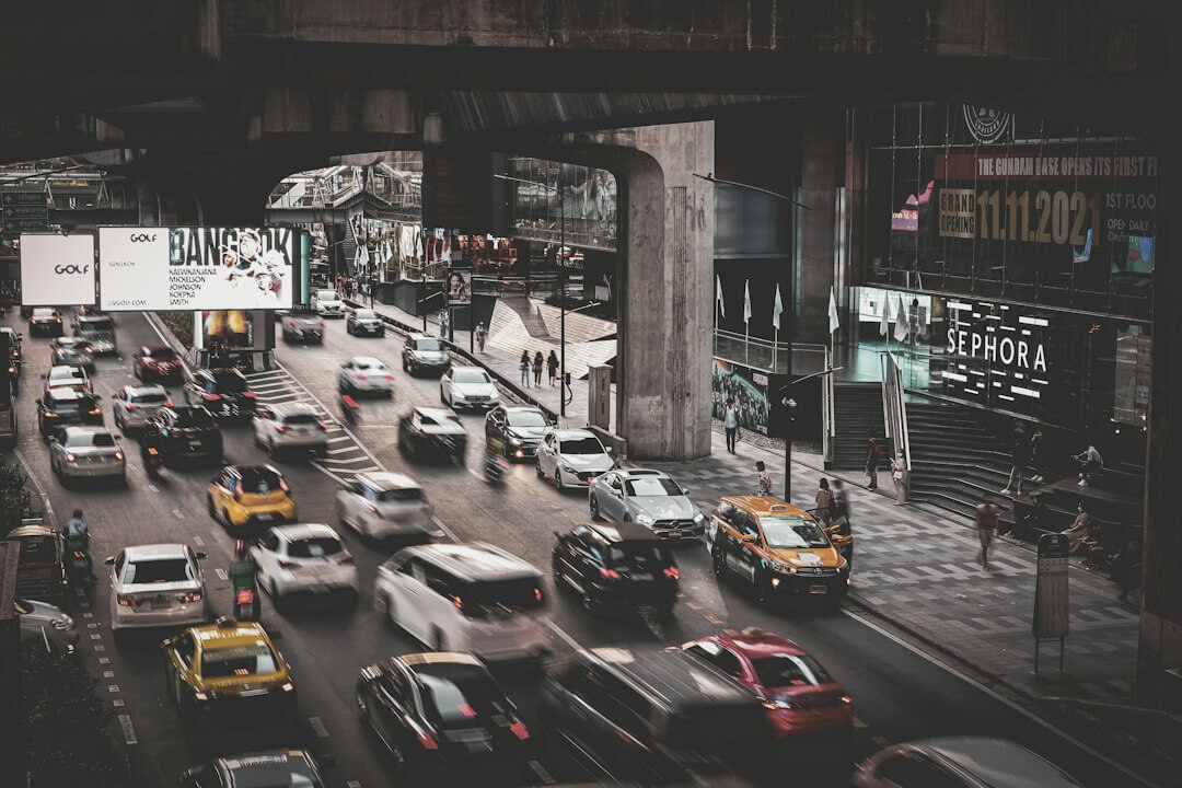 a busy street with cars