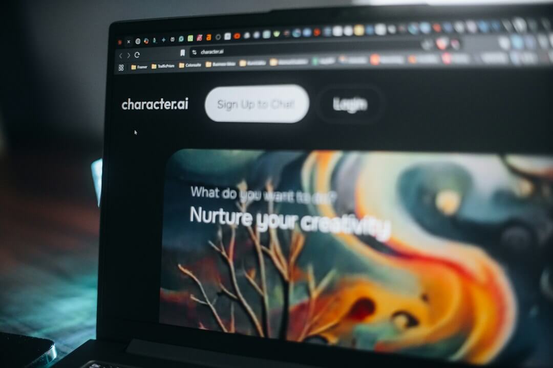 A laptop displays a website promoting creativity
